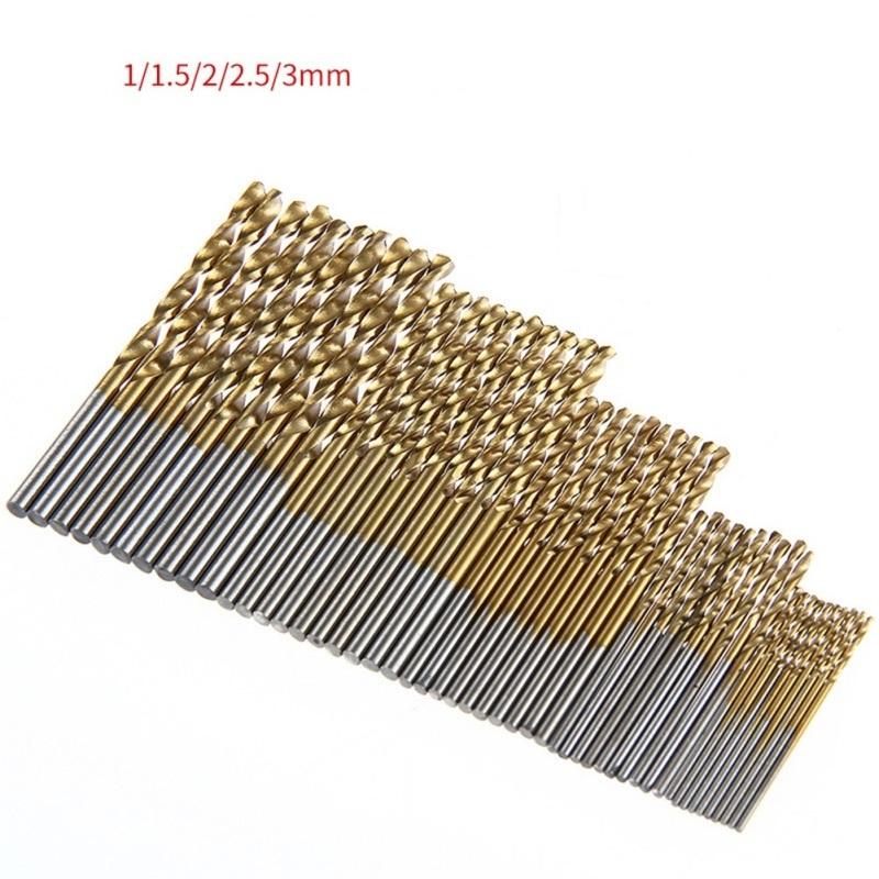 50 Pcs/set Hss Drill  Sets Titanium-coating Powerful Hard Steel Tools 1mm 1.5mm 2mm 2.5mm 3mm