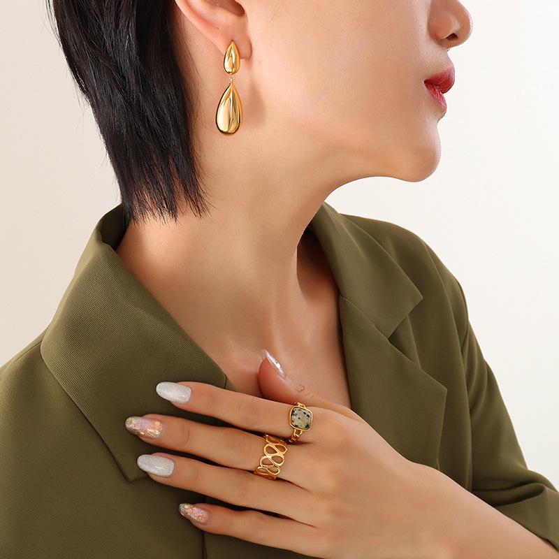 Summer Korean Minimalist Water Drop Patchwork Pendant Earrings – Elegant & Versatile Design