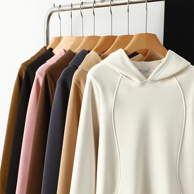 Felpa antivento da donna con cappuccio e pullover con coulisse in velluto tinta unita