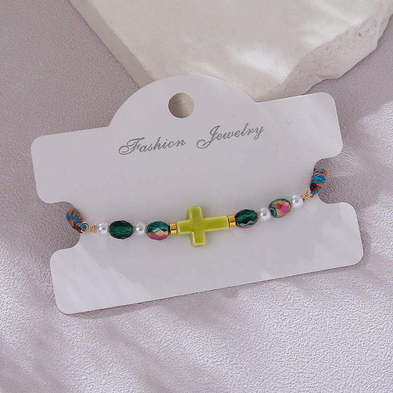 Colorful Cross Braided Bracelet For Women Bohemia  Pearls Adjustable Bracelet Friendship Jewelry