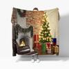 Christmas Theme Flannel Throw Blanket Christmas Tree Snowflake Pattern for Couch Bed Sofa Festival Gift for Boy Girl Lightweight