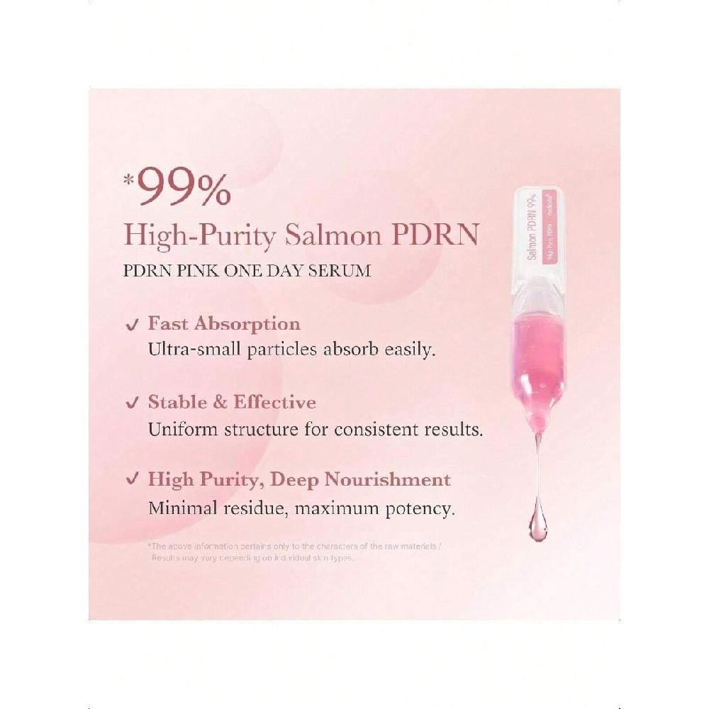 Medicube Sérum rose de jour ADN de saumon PDRN 15 ml x 10 unités | Ampoule intensive ADN de saumon PDRN 99 %, collagène, améliore l'éclat du teint