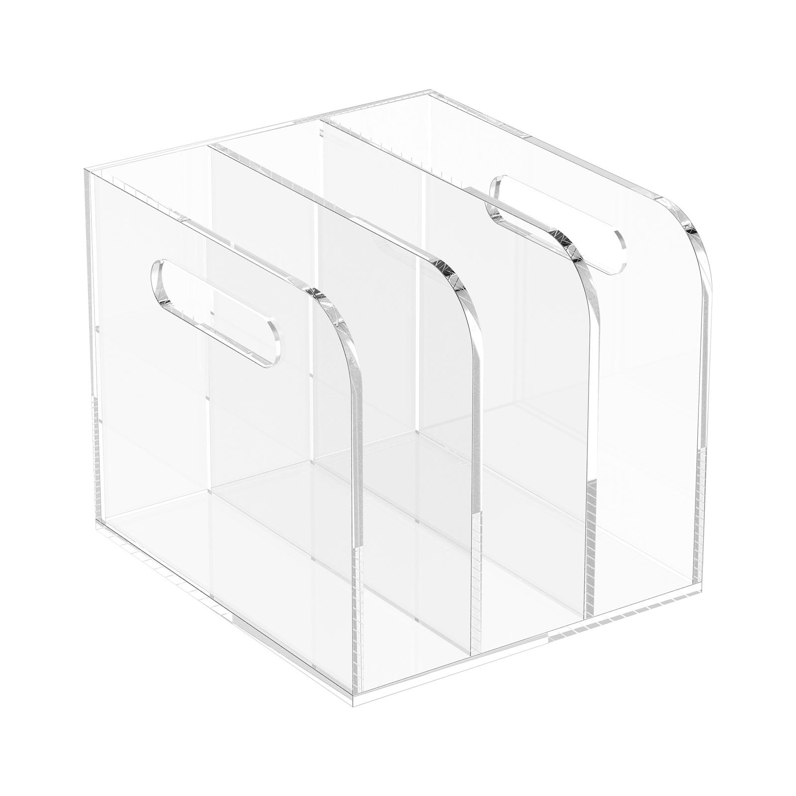 

3/5 Compartment Clear Acrylic Folder Holder Vertical Transparent Book Stand with Handle Desk Document Storage Rack Home Office