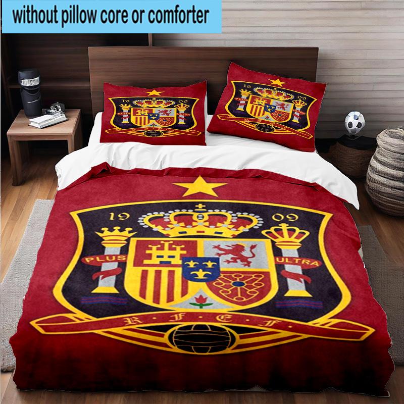 3PCS Spain Football Crest 3pcs Bedding,Including 3PCS Duvet Cover And 2pcs Pillowcases Perfect for Christmas,Ideal for Bedroom, Dormitory