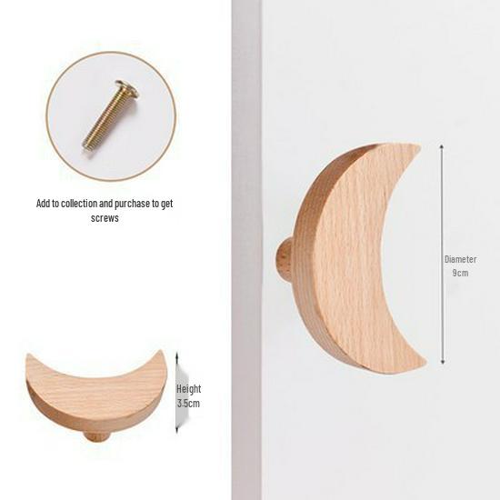 Nordic Star Moon Cloud Children's Wardrobe Handle - Solid Wood