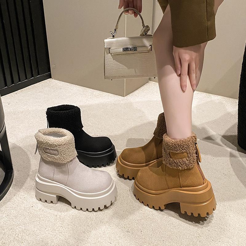 Women's Soft Elastic Winter Warm Cold Padded Snow Boots Thick-soled Non-slip Wear-resistant Outdoor Leisure Sports Cotton Boots