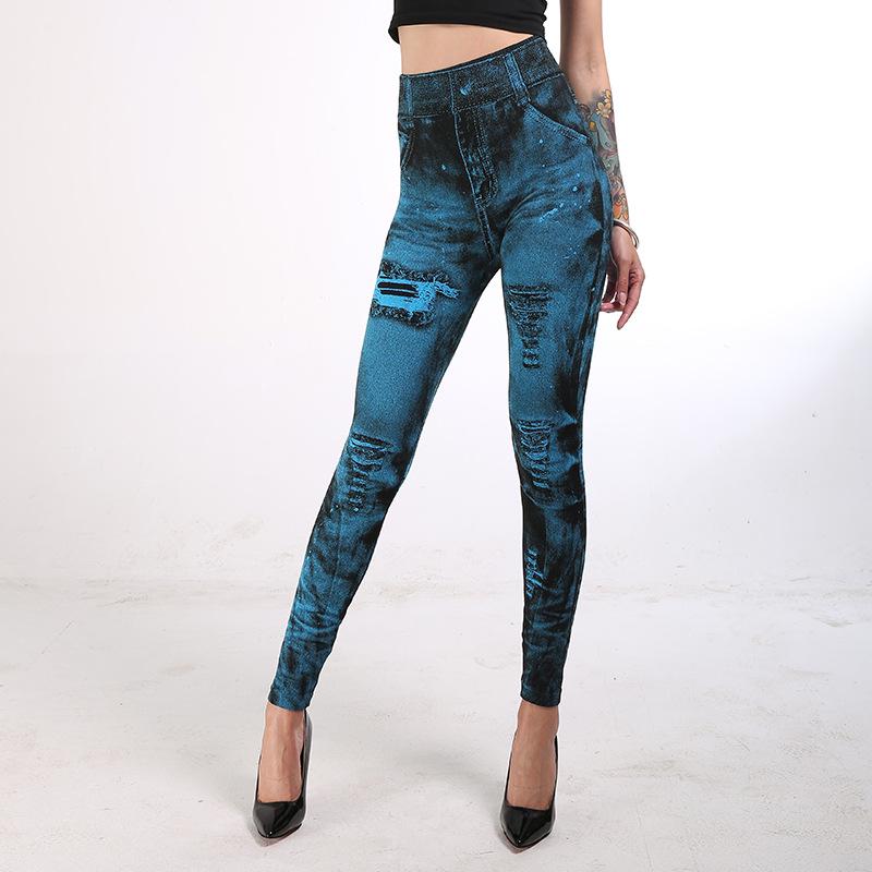 Pantalones cortos ajustados para mujer, pantalones casuales elásticos, mallas Push Up de cintura alta de mezclilla de imitación