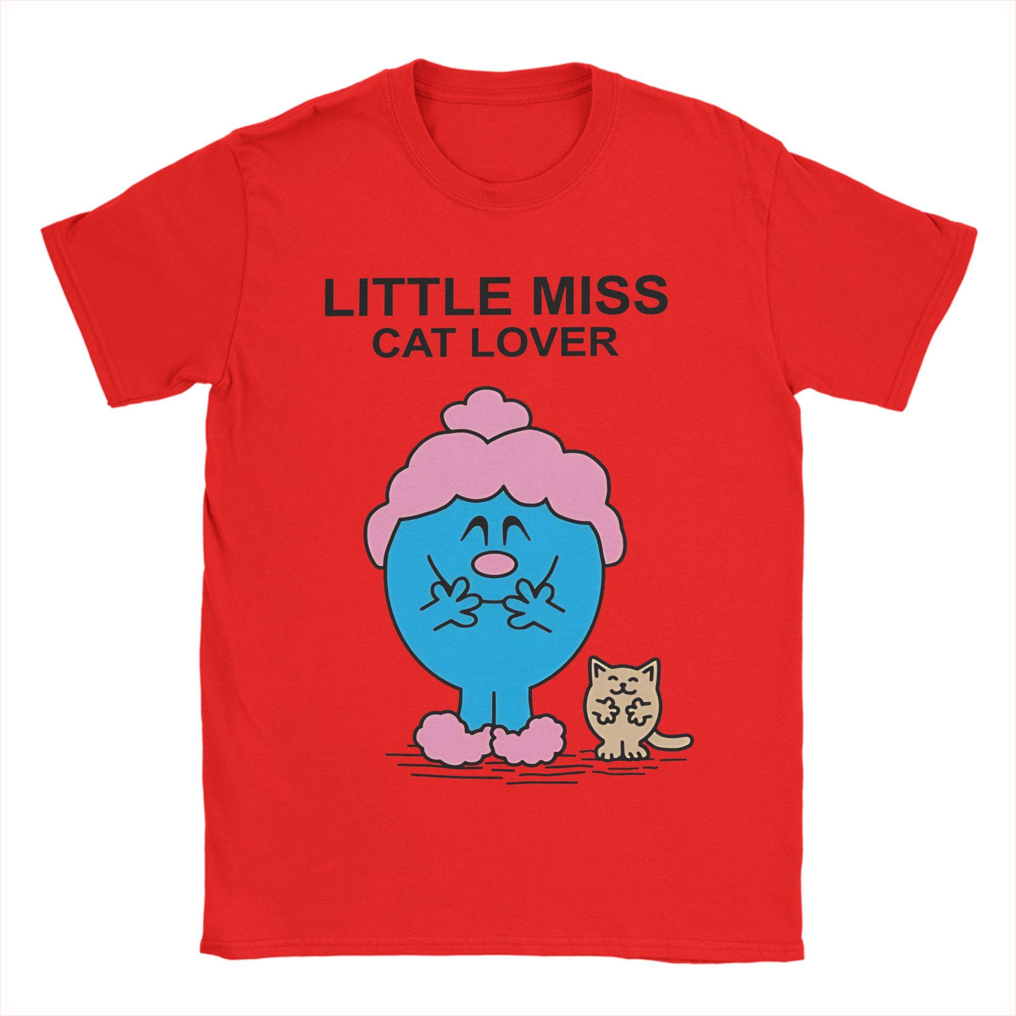 Harajuku Little Miss Cat Lover  Tshirts Men s Cotton Short Sleeve Mr Men Little Miss Round Neck Summer Top Tee S