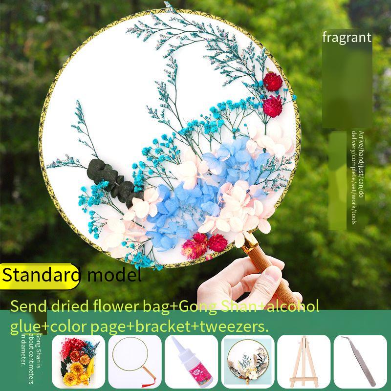 DIY Preserved Fresh Flower Hand Fans Creative Party Gift Home Decoration Fashion Decorative Chinese Japanese Fan Versatile New