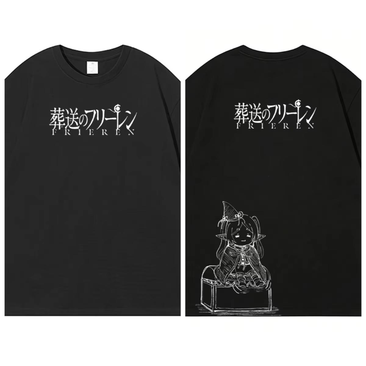 Double Sided Print Cute Elf Frieren Anime Graphic From Frieren Beyond Journey s End T-shirt 4XL