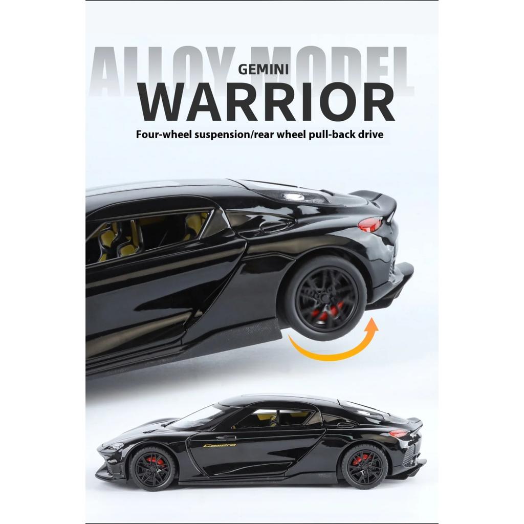 1/24 Koenigsegg Gemera GT Sports Car Alloy Diecast Model Collect Hobby Model Ornaments Gift for Friend Pull Back Toy New Style Sports Car