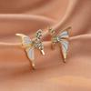 High-quality Gold Plated Butterfly Earrings With Diamonds Elegant Commuter Fashion For Spring 2024