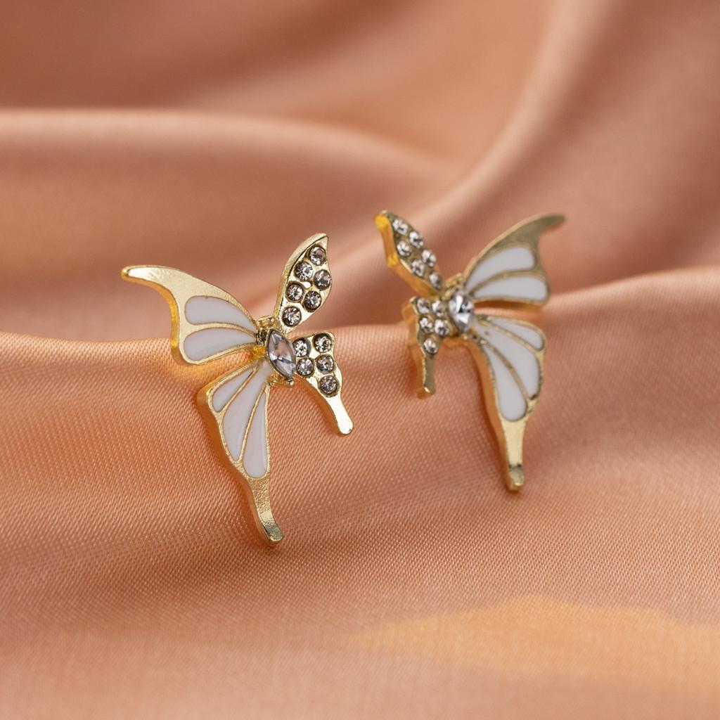 High-quality Gold Plated Butterfly Earrings With Diamonds Elegant Commuter Fashion For Spring 2024