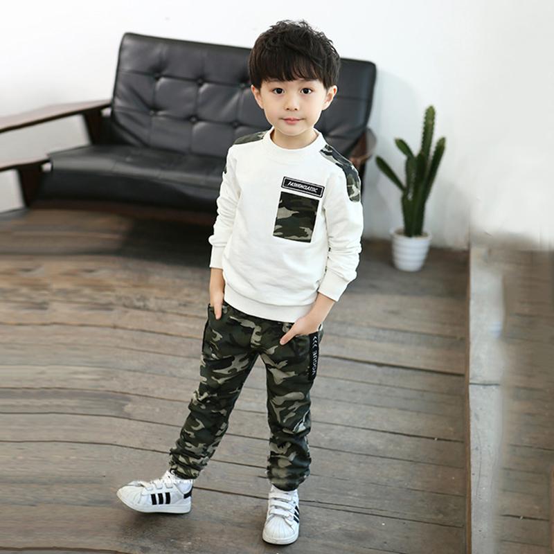 Autumn Baby Boy Cotton Camouflage Pattern Long Sleeve Casual T-shirt Tops Trousers Outfits Set