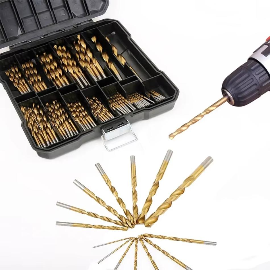 Fried Dough Twists Drill 1.5-10 Combination Drill High Speed Steel Titanium Plated Drill Combination 99 Piece Box