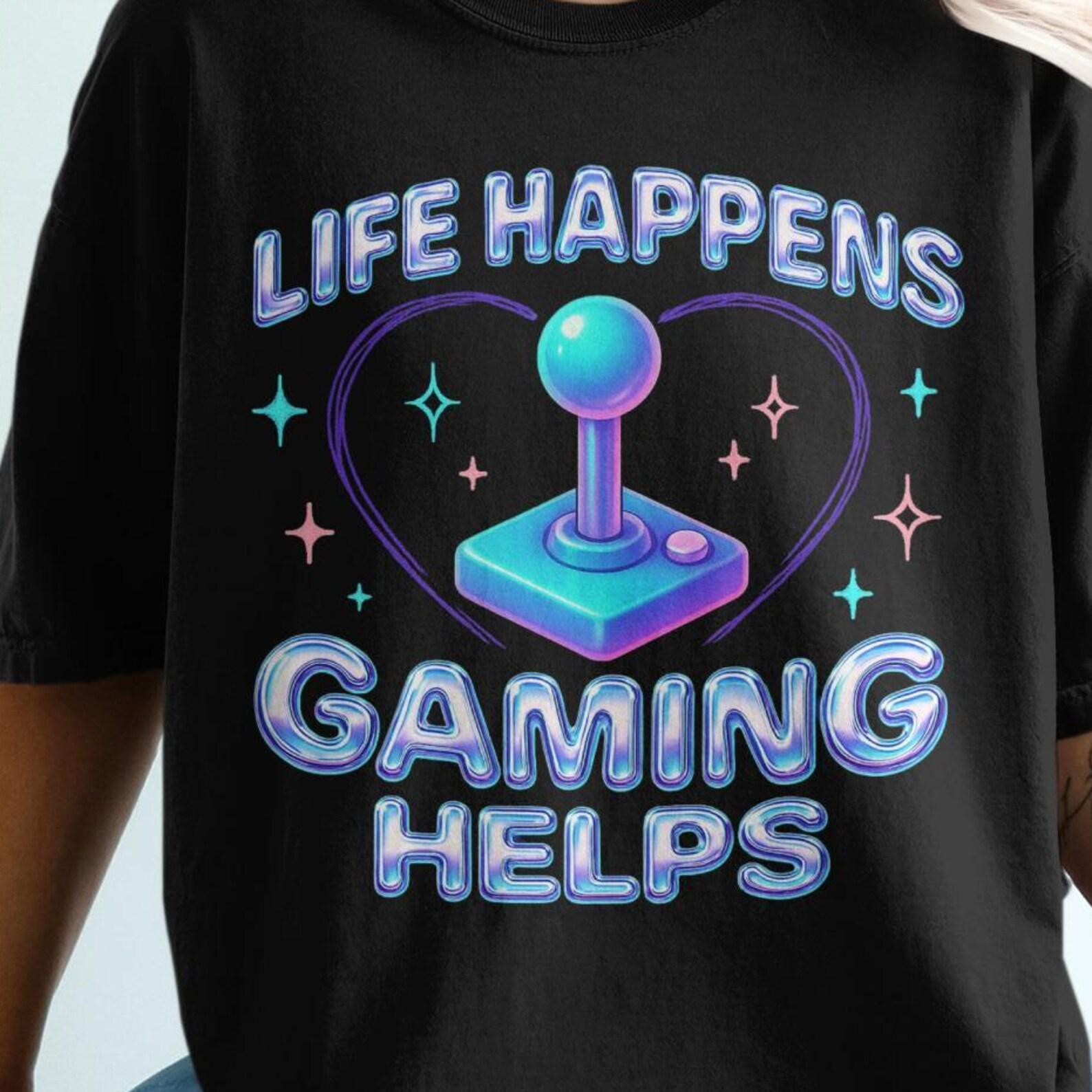 Life Happens Gaming Helps Shirt, Cozy Gamer T-Shirt, Video Game Shirt, Gamer Girl Gift, Gamer Gift, Gamer Gift Idea, Gen Z Millennial 3XL