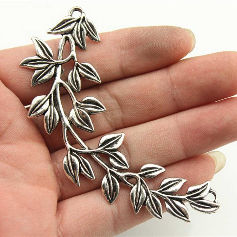 2pcs Charms Leaves Antique Silver Color Leaves Branch Charms Pendant Jewelry Leaves Charms For Jewelry Making