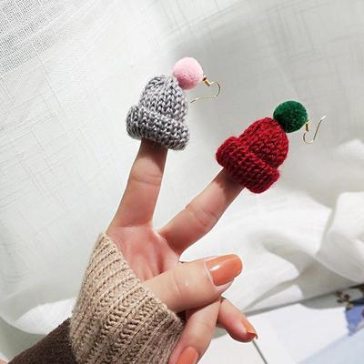 Damen-Ohrringe, Weihnachtsmütze, Ohrringe, gestrickt, Wollmütze, Ohrring, niedlicher Anhänger, Persönlichkeit, lustig