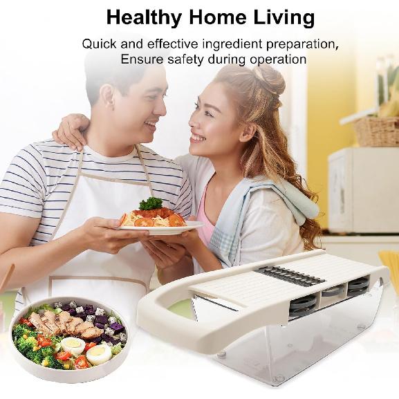 ZHANG XIAO QUAN SINCE 1628 6-in-1 Safe Mandoline Slicer for Kitchen, Cheese Grater Vegetable Spiralizer and Veggie Slicer for Cooking & Meal Prep