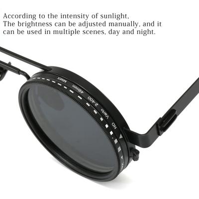 Nastavitelné tónované sluneční brýle s 1-9 stupni, retro kulaté polarizované brýle s čočkami s ND filtrem pro muže, rybaření, řízení, pláž, stín