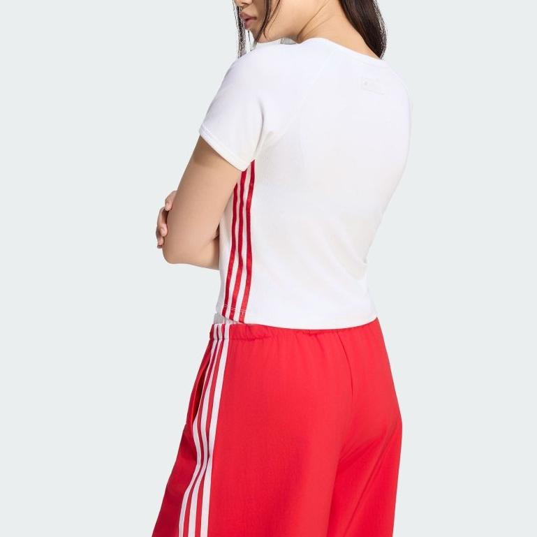 adidas Dance Striped Pullover Round Neck Knitted Short Sleeve T-Shirt Women Tops KZ4205