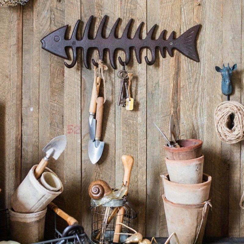 Scandinavian Cast Iron Fishbone Wall Hook Multi-Hook Organizer Nordic Home Decor Space-Saving Entryway Hanger