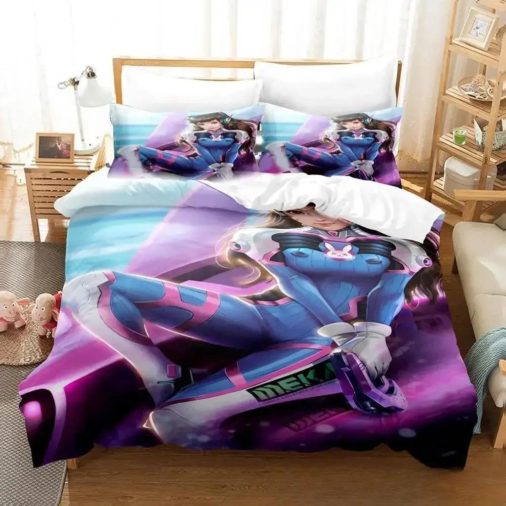 New Anime Dva Overwatch Bedding Set Duvet Cover Comforter Quilt Pillowcase King Queen Twin Size for Boys Girls Adults