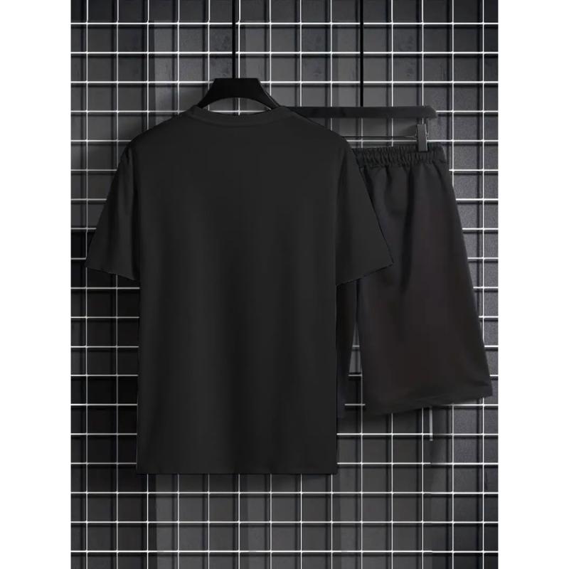 Polyester Short Sleeve and Shorts Set Moisture Wicking Quick Dry Lightweight Summer Gym Workout Outfit