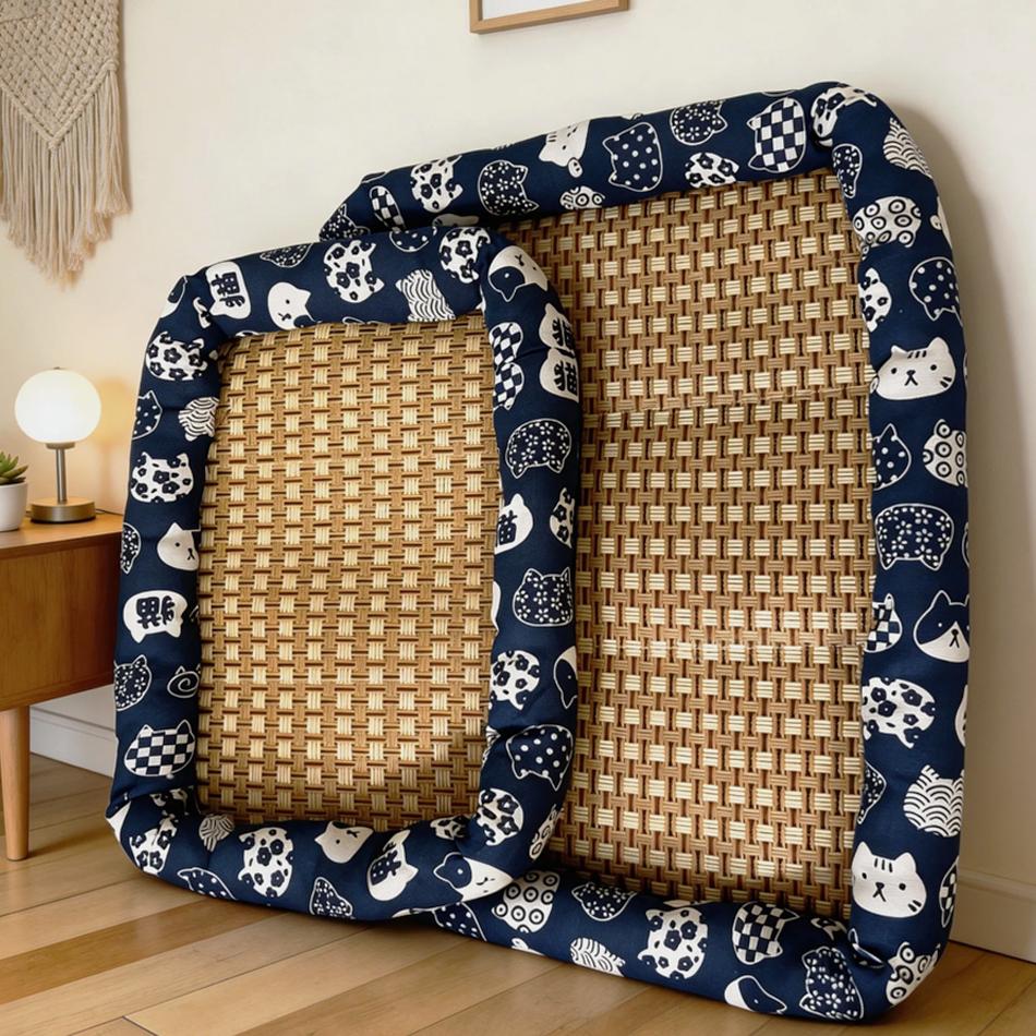 Summer Cool Bamboo Woven Mat Cooling Pad For Cats Pet Supplies Cat Bed Dog Bed Universal For Small Dogs Kitten Basket Mat