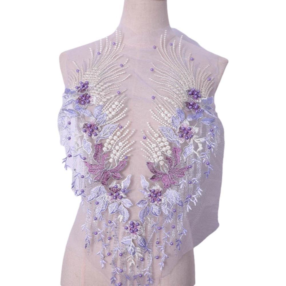 

Изысканные вышитые нашивки с цветами Винтажная аппликация для одежды Украшение для одежды фиолетовый