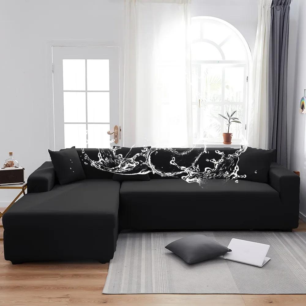 Waterproof Sofa Covers 1/2/3/4 Seats Elastic Solid Couch Cover L Shaped Sofa  Cover Protector Bench Covers