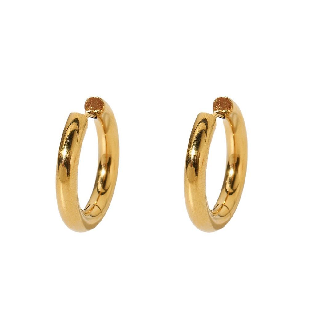 Stainless Goldplated Elegant Steel Geometric Hoop Earrings 18k Gold Titanium Steel Earrings Circle