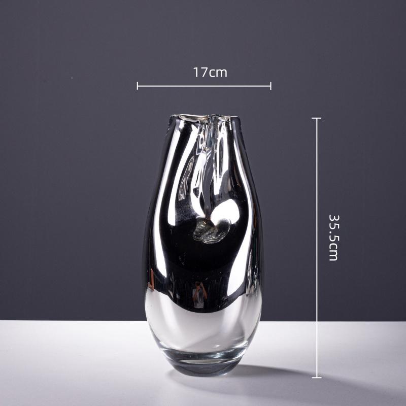Glass Vase Silver Geometric Arc Flower Vase Flower Arrangement Accessories Hydroponics Terrarium Home Decoration Accessories