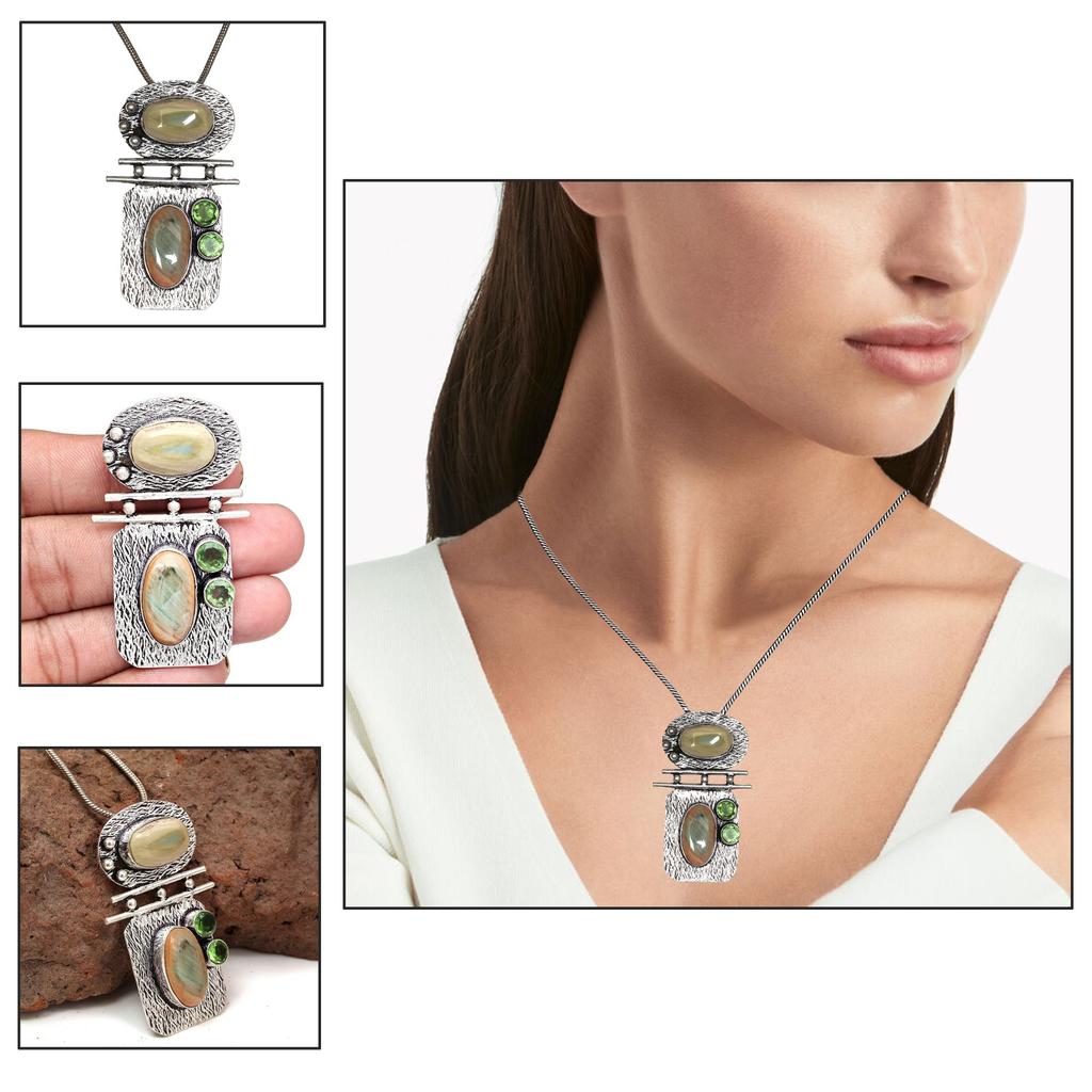 Imperiální přívěsek Stříbro Jaspis Sterlingové šperky Drahokam Přírodní jaspis,