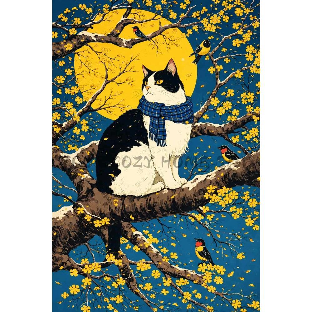 Japanese-style Cat Wall Decorations, Fun Cat Canvas Posters, Anime Wall Decorations, Cute Artwork, Tokyo Kitty Retro Posters