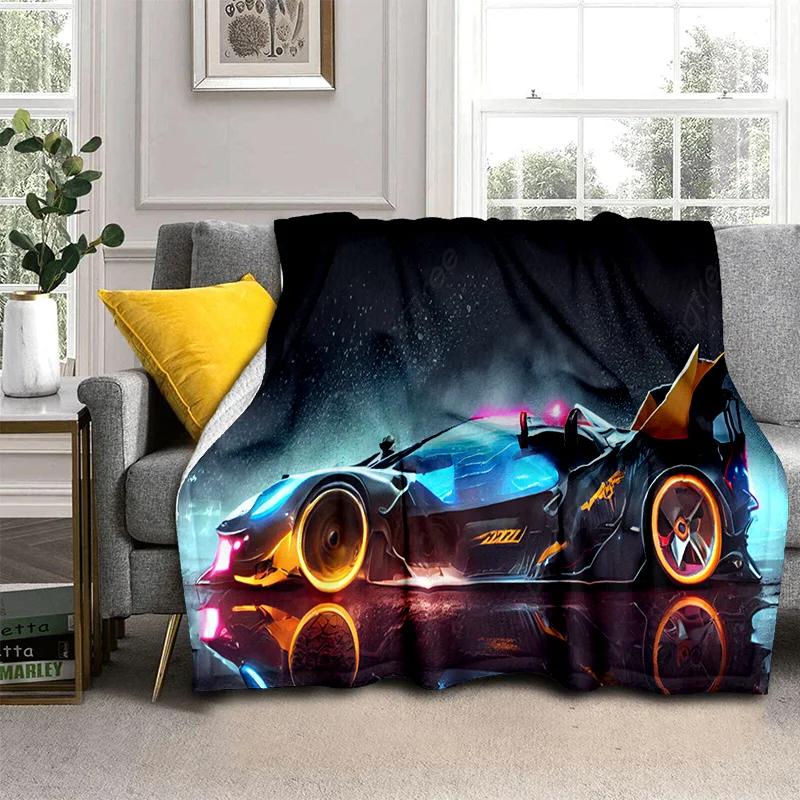 Coperta Cartone Animato Auto Sportiva Futura 3D HD Concept Car, Coperta Morbida da Divano per Casa Camera da Letto Letto Divano Picnic Viaggio Coperta per Bambino