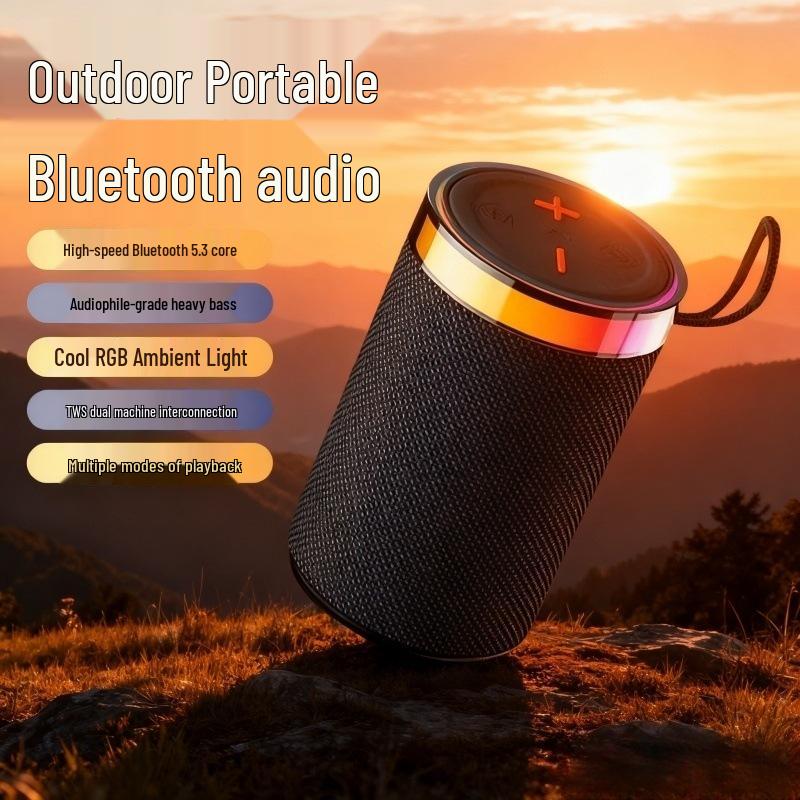 Seven-Color Ambient Light Bluetooth Speaker: Portable Wireless Speaker with Card Slot & Super Bass Subwoofer