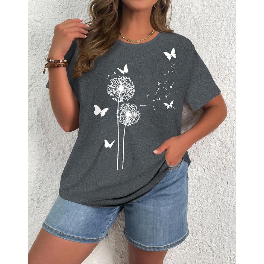 

Plus Size Elegant Casual Woman T-Shirt Fashion Loose T-Shirt Woman Temperament T-Shirt Holiday Weekend M