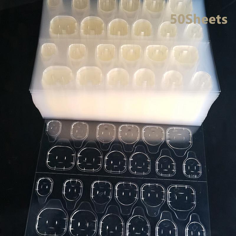 

50 листов Двусторонняя клейкая лента Клей Наклейка Клей для накладных ногтей Для типсов накладных ногтей Прозрачная Желейная подушечка Накладные ногти Маникюр жёлтый