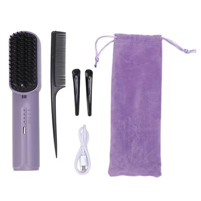Hair Straightening Brush Portable Rechargeable Hair Straightener Brush Cordless Ionic Heated Straightener Comb for All