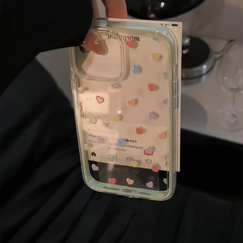 ins full screen color love for iPhone Apple 16/17 two-in-one mobile phone case 14 personality 15 anti-drop 13