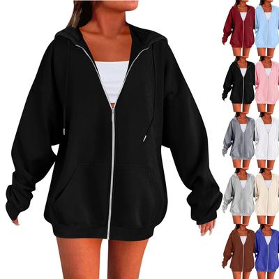 Sudaderas de Mujer de Color Sólido con Cremallera Tops Chaqueta Casual Diaria