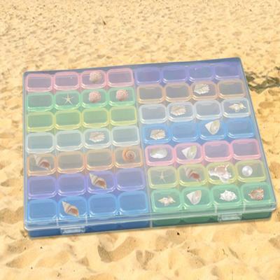 Nail Accessory Storage Box Detachable 56 Grids Transparent Visible Beads Rhinestones Stones Seashell Display Stoarge Case