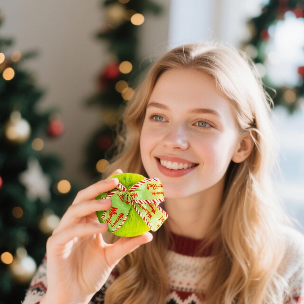 Plush Ball Decorative Pendant, Christmas Tree Decorative Pendant, 6 Pieces Of Cute Bow Plush Ball Christmas Decorative Pendant