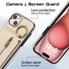 For iPhone 15 Leather Back Cover Zipper Wallet Kickstand Phone Case with Shoulder Strap
