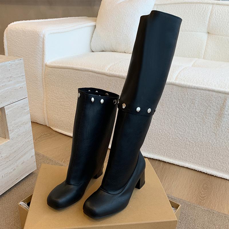 High Boots for Women High Heels Designer Shoes Chunky Pumps Winter 2025 Dress New Cozy Dress Luxury Chelsea Boots Mujer