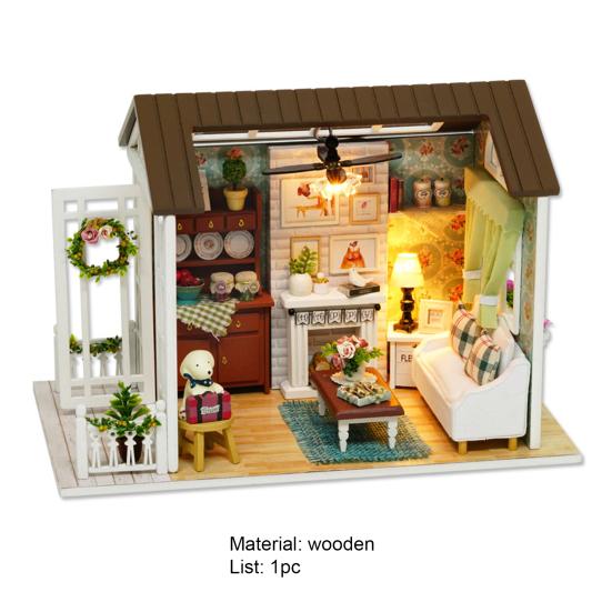 Užitečné, poutavé, snadno sestavitelné sady miniaturních domečků pro panenky Dřevěná sada studia domečku pro panenky na ozdobu