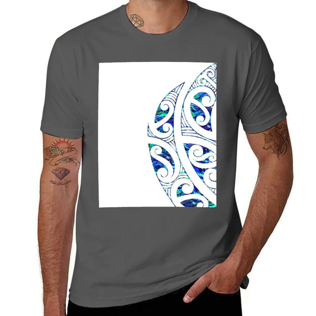 New Zealand MāOri Paua Abalone Koru Tribal Tattoo Nz Art MāOri Art Tshirt Retro Style Print Casual Top Tshirt