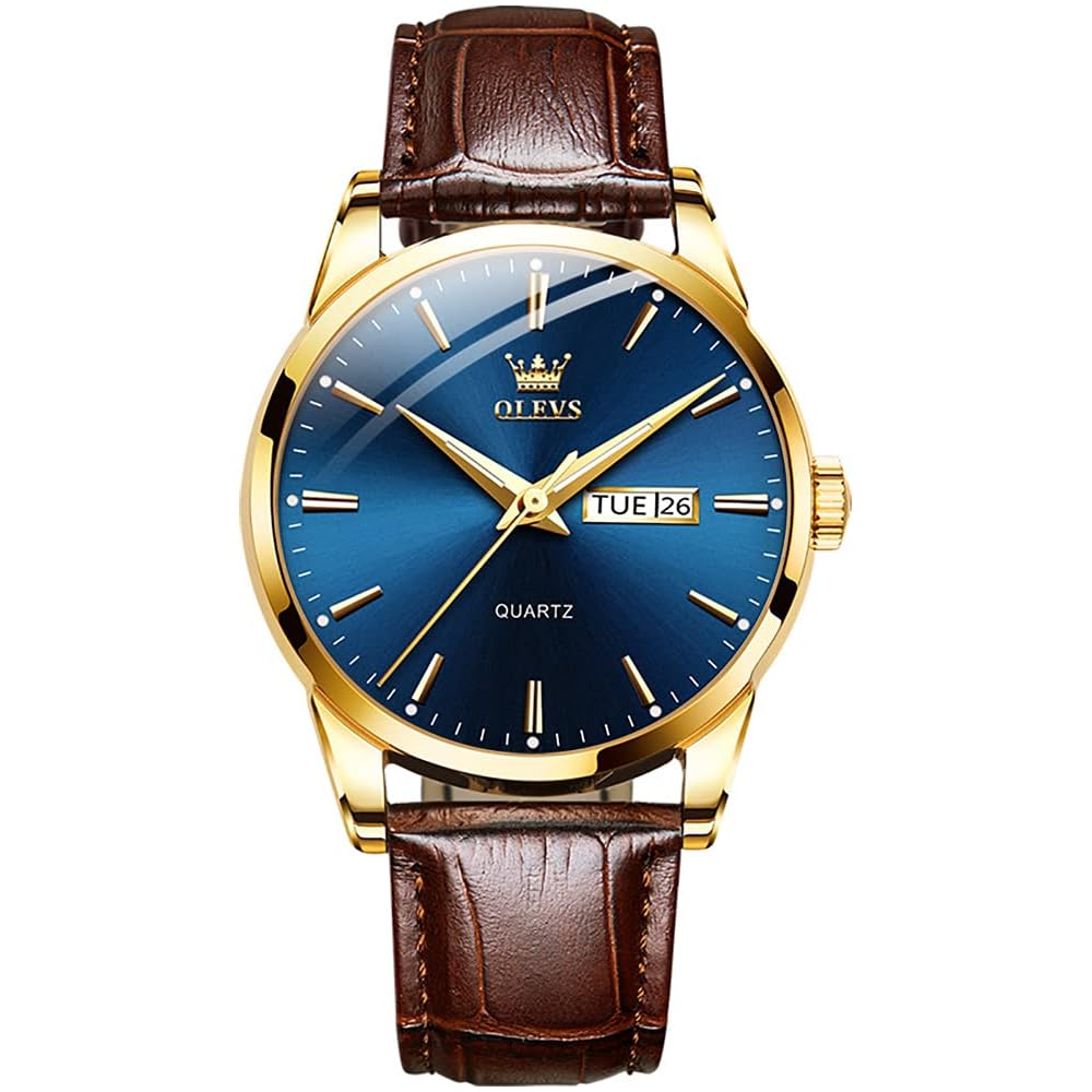 Men s Business Watch Leather Band Waterproof Calendar Display Luminous Wristwatch