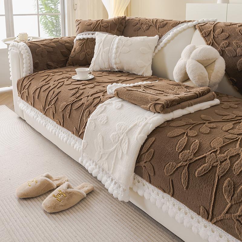 New Cream Wind Sofa Cushion Universal In All Seasons Thickened Non-Slip Seat Cushion Rabbit Plush Sofa Cover Cloth Towel